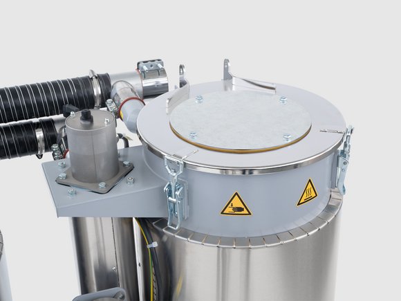 sDRY 40/80 搭配 sDRYBIN S 15-250: 全面隔热的干燥料桶